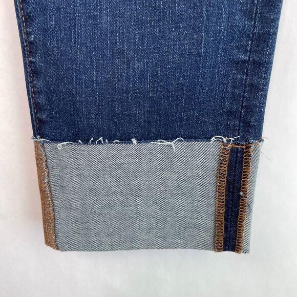 LOFT Modern Straight Med Wash Ankle Cuff Stretch Denim Jeans Women's Sz 28 / 6 - Picture 3 of 12